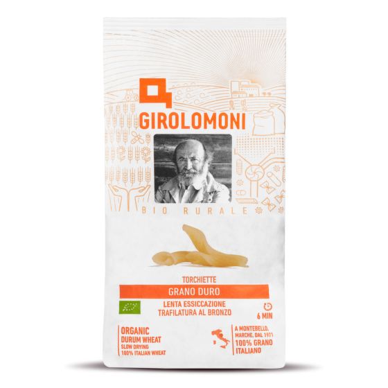 Durum wheat semolina pasta torchiette organic 500 g   GIROLOMONI