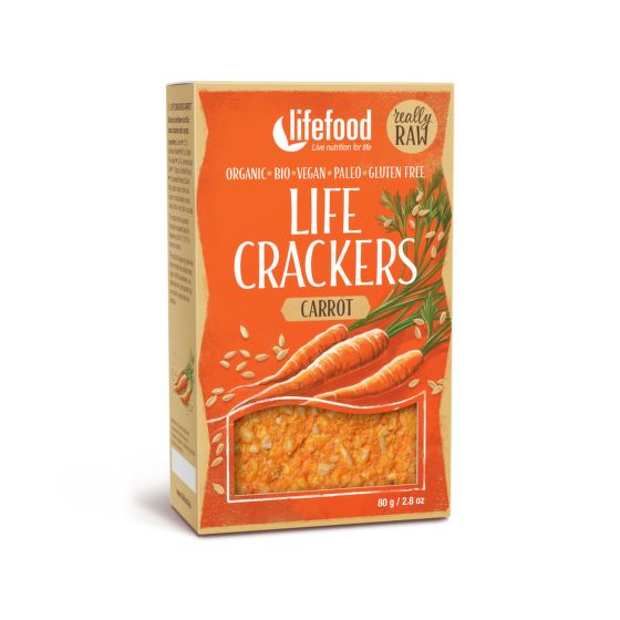 Life Crackers carrot organic raw 80 g   LIFEFOOD