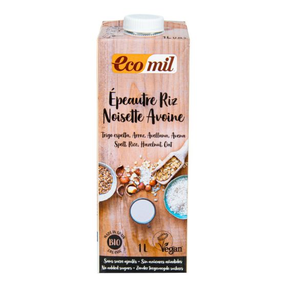 Spelt- rice drink with oat and hazelnut organic 1 l   ECOMIL