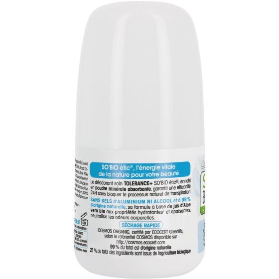 Natural deodorant 24 h Tolerance + with aloe vera organic 50 ml   SO’BiO étic