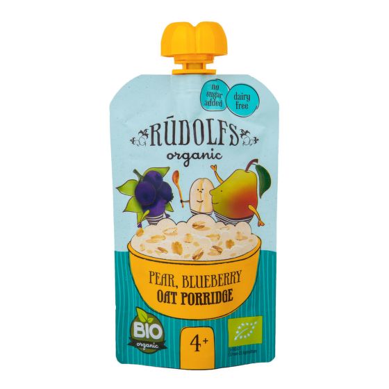 Organic baby food with oat porridge pear and blueberry 110 g   RUDOLFS