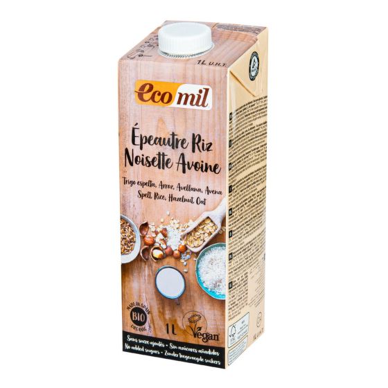 Spelt- rice drink with oat and hazelnut organic 1 l   ECOMIL